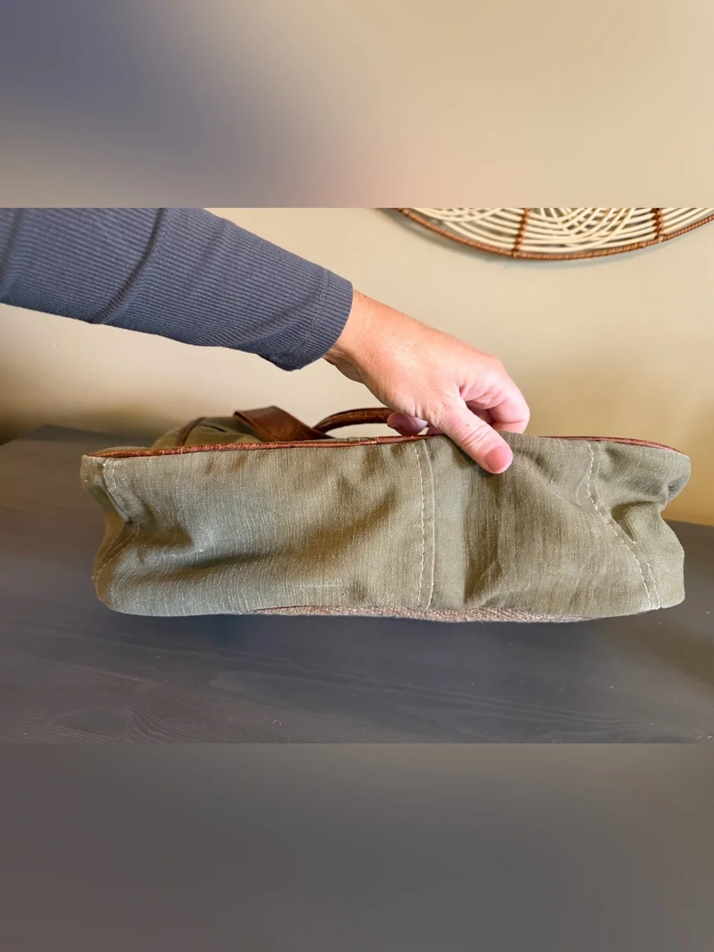 Clea Ray Repurposed Canvas Bicycle Print Messenger Bag - Olive Green